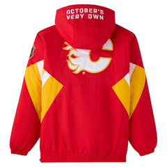 Calgary Flames OVO x Starter Half-Zip Hooded Jacket - Red | NHL Clearance
