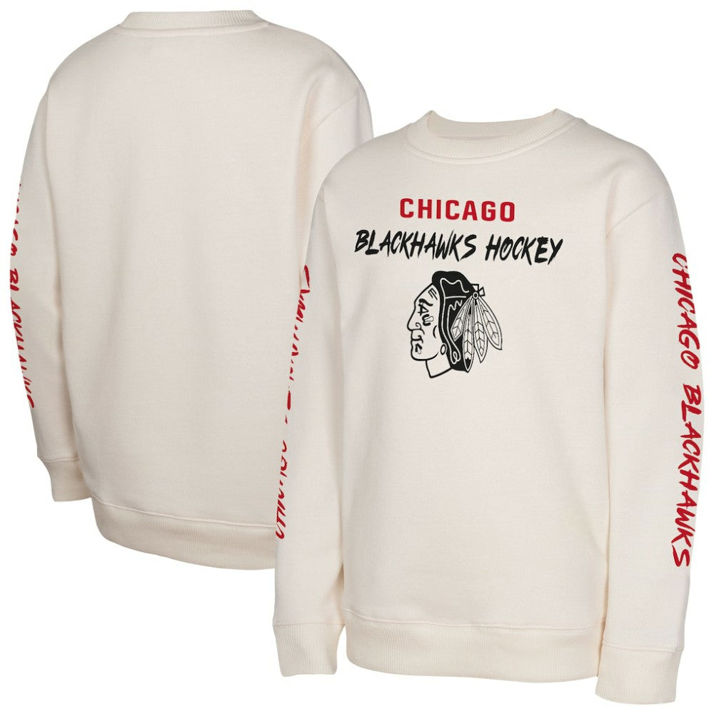 Chicago Blackhawks Youth Star Power Pullover Sweatshirt - Cream | NHL sale