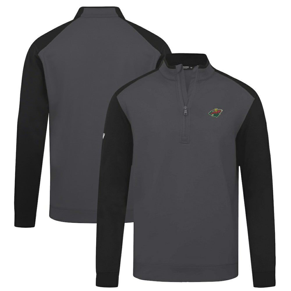 Minnesota Wild Levelwear Bayou Insignia Core Quarter-Zip Pullover Top - Charcoal | NHL Clearance