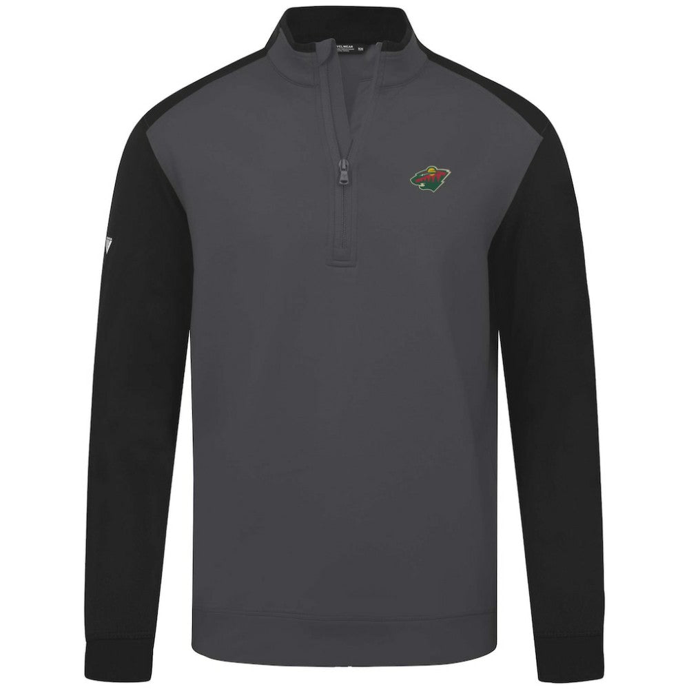 Minnesota Wild Levelwear Bayou Insignia Core Quarter-Zip Pullover Top - Charcoal | NHL Clearance