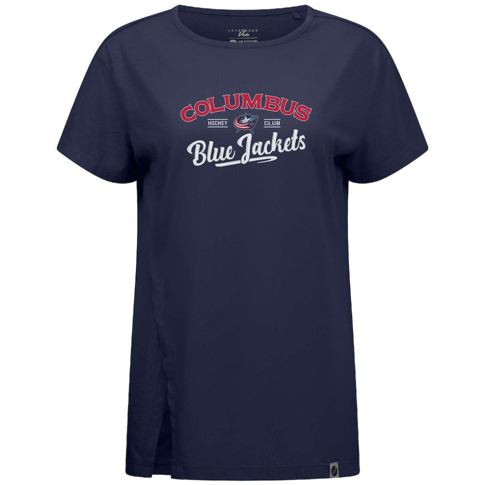 Columbus Blue Jackets Levelwear Women's Influx Ice Wall T-Shirt - Navy | NHL Clearance