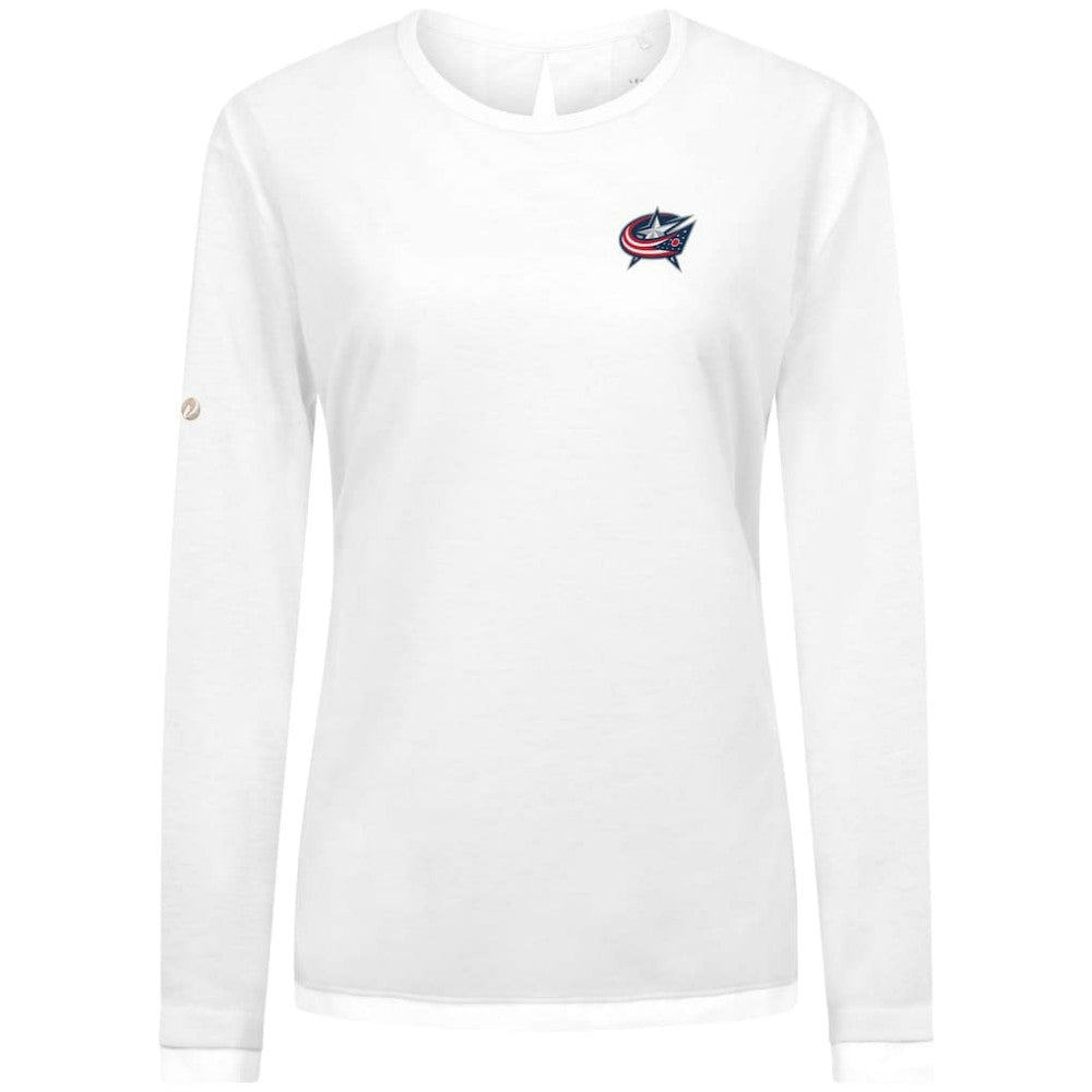 Columbus Blue Jackets Levelwear Women's Sequoia Primary Logo Long Sleeve T-Shirt - White | NHL discount
