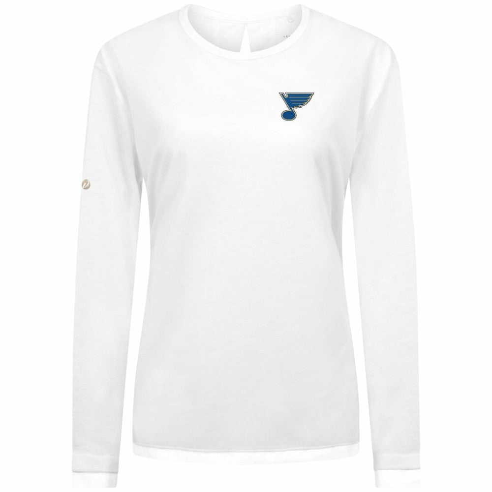 St. Louis Blues Levelwear Women's Sequoia Primary Logo Long Sleeve T-Shirt - White | NHL on sale