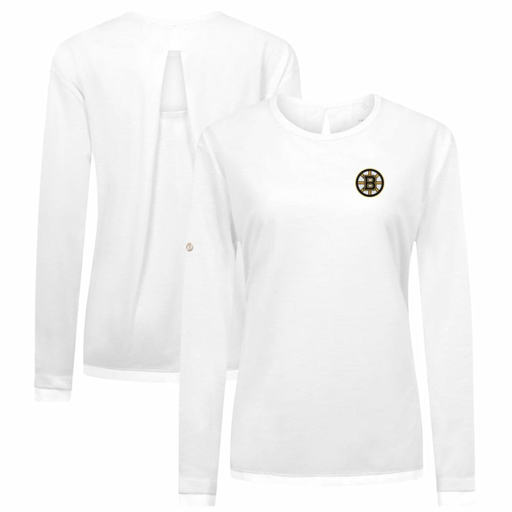 Boston Bruins Levelwear Women's Sequoia Primary Logo Long Sleeve T-Shirt - White | NHL sale