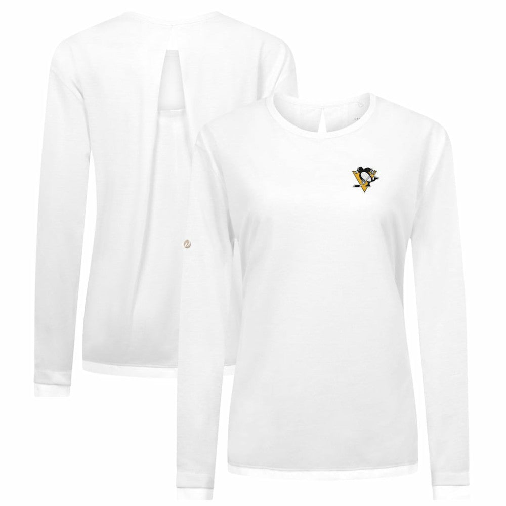 Pittsburgh Penguins Levelwear Women's Sequoia Primary Logo Long Sleeve T-Shirt - White | NHL Lifestyle