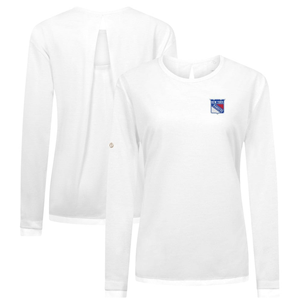 New York Rangers Levelwear Women's Sequoia Primary Logo Long Sleeve T-Shirt - White | NHL Lifestyle