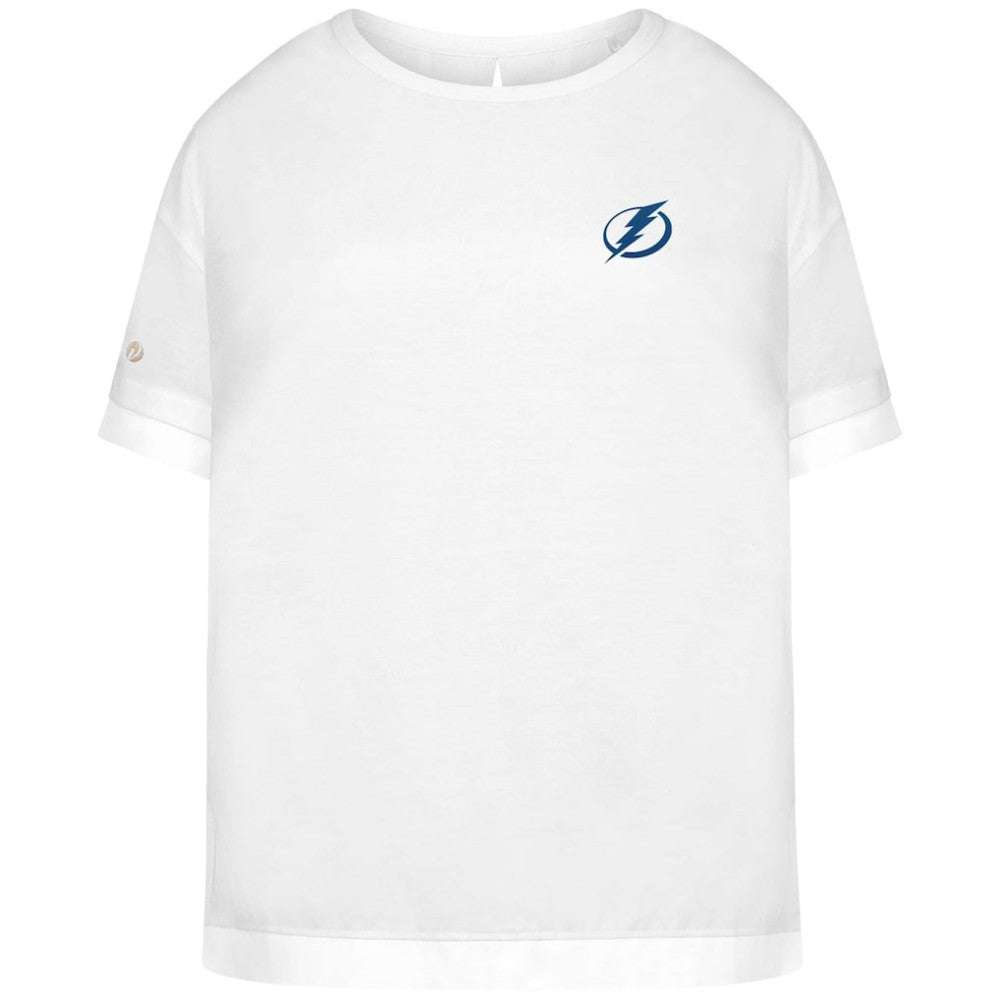 Tampa Bay Lightning Levelwear Women's Tulip Primary Logo T-Shirt - White | NHL Clearance