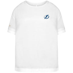 Tampa Bay Lightning Levelwear Women's Tulip Primary Logo T-Shirt - White | NHL Clearance