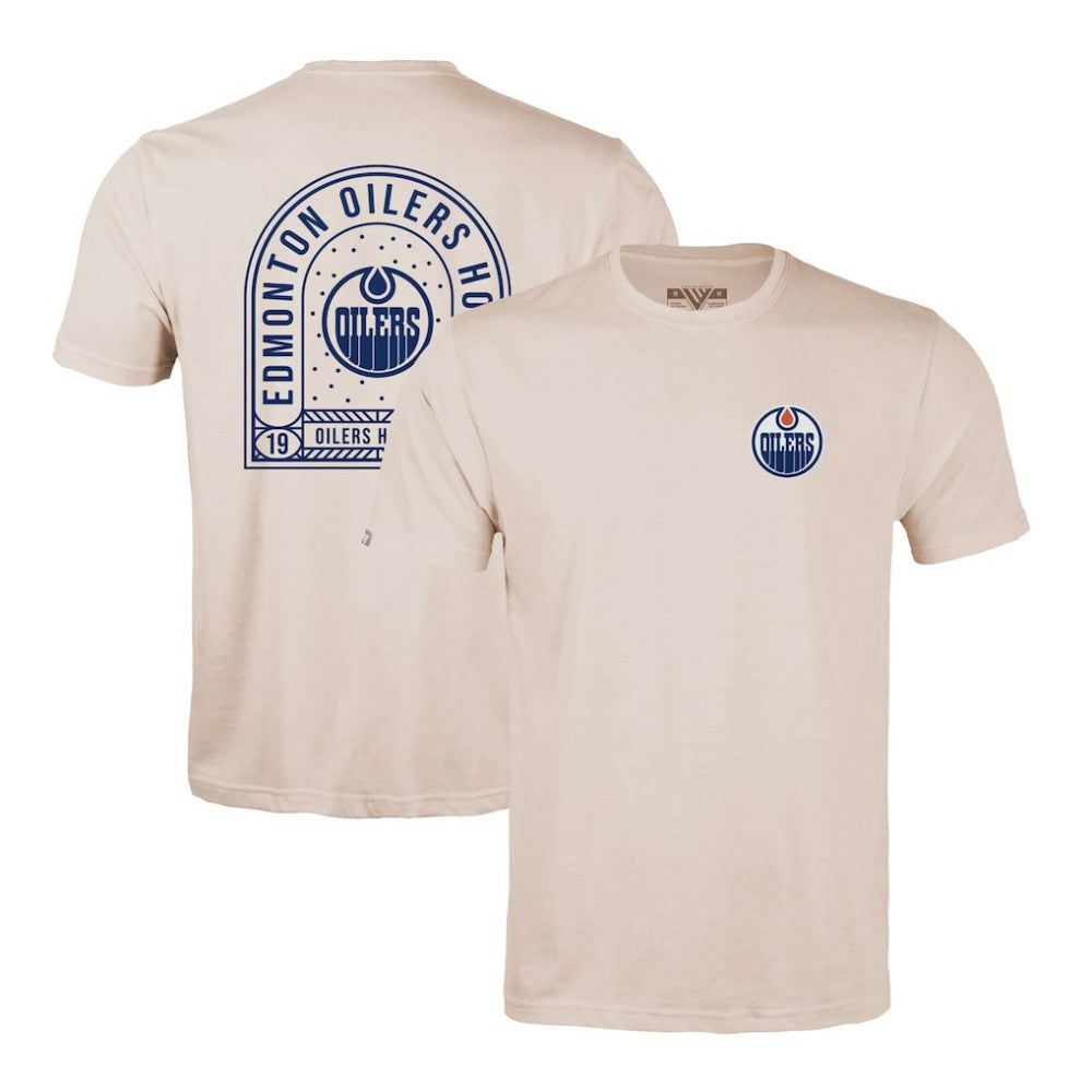 Edmonton Oilers Levelwear Richmond Stained Glass T-Shirt - Khaki | NHL Lifestyle