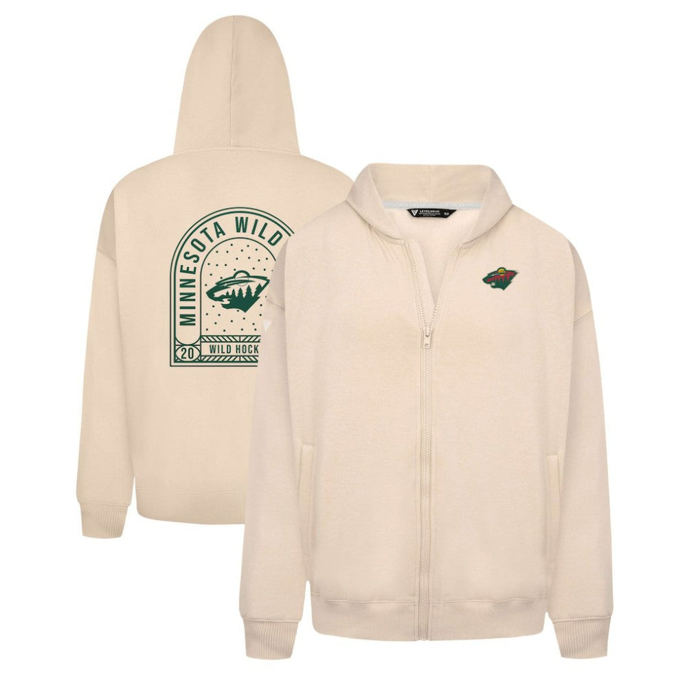 Minnesota Wild Levelwear Uphill Stained Glass Full-Zip Hoodie Jacket - Khaki | NHL online