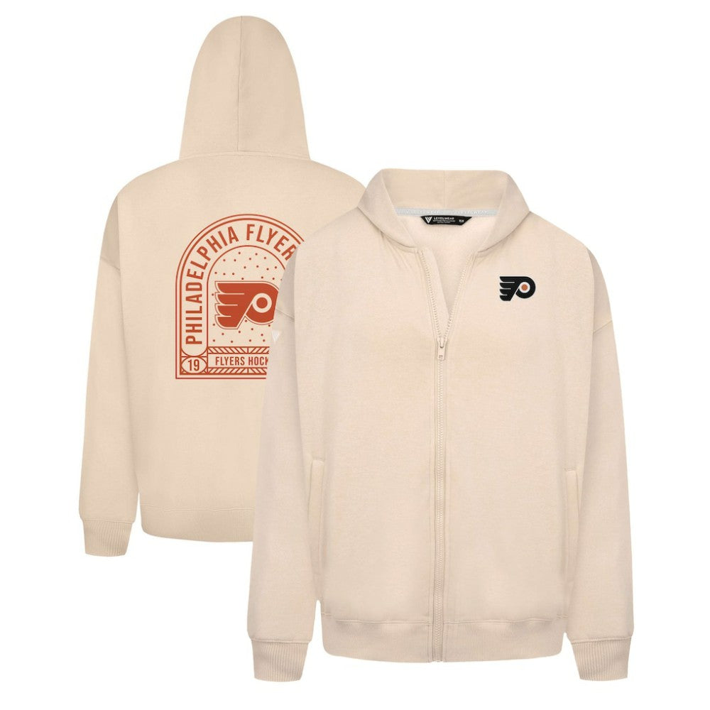 Philadelphia Flyers Levelwear Uphill Stained Glass Full-Zip Hoodie Jacket - Khaki | NHL Lifestyle