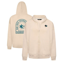 San Jose Sharks Levelwear Uphill Stained Glass Full-Zip Hoodie Jacket - Khaki | NHL on sale