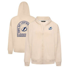 Tampa Bay Lightning Levelwear Uphill Stained Glass Full-Zip Hoodie Jacket - Khaki | NHL Clearance