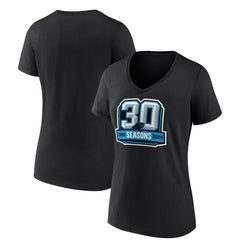 Carolina Panthers Women's 30th Anniversary V-Neck T-Shirt - Black - NFL