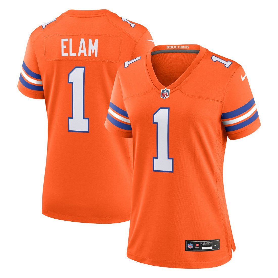 Jason Elam Denver Broncos Women's Mile High Collection 1977 Throwback Retired Player Game Jersey - Orange - Nike