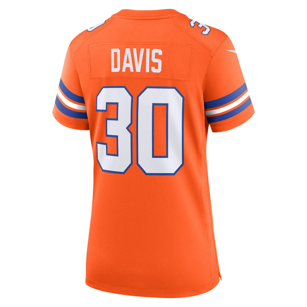 Terrell Davis Denver Broncos Women's Mile High Collection 1977 Throwback Retired Player Game Jersey - Orange - Nike