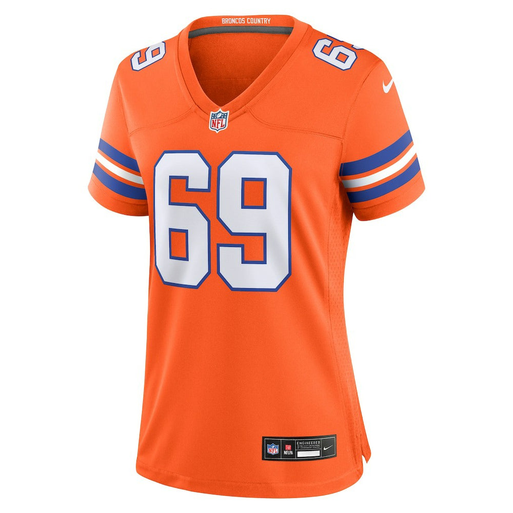 Mark Schlereth Denver Broncos Women's Mile High Collection 1977 Throwback Retired Player Game Jersey - Orange - Nike