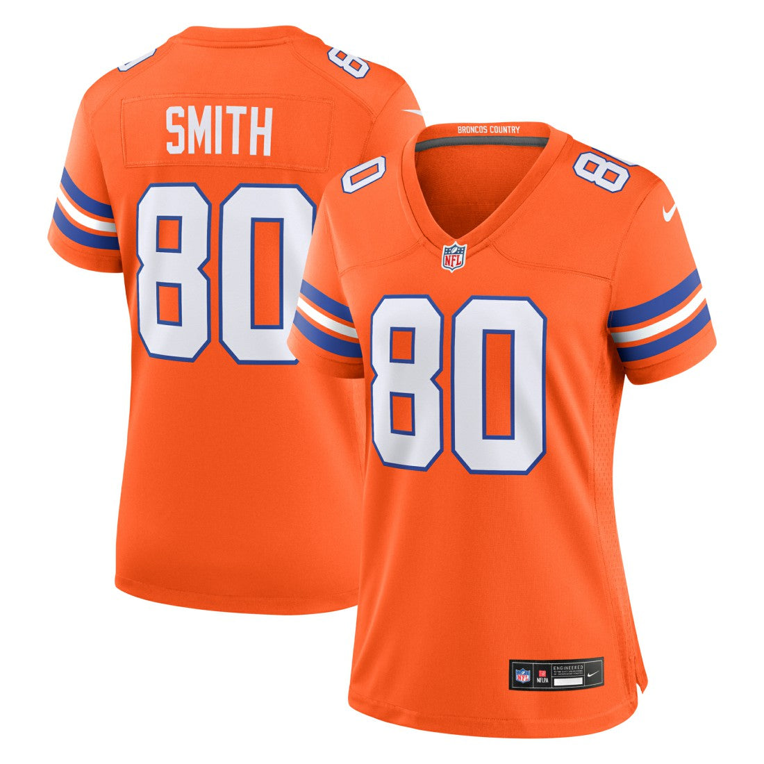Rod Smith Denver Broncos Women's Mile High Collection 1977 Throwback Retired Player Game Jersey - Orange - Nike