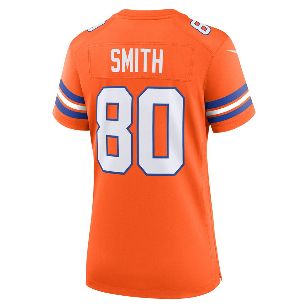 Rod Smith Denver Broncos Women's Mile High Collection 1977 Throwback Retired Player Game Jersey - Orange - Nike