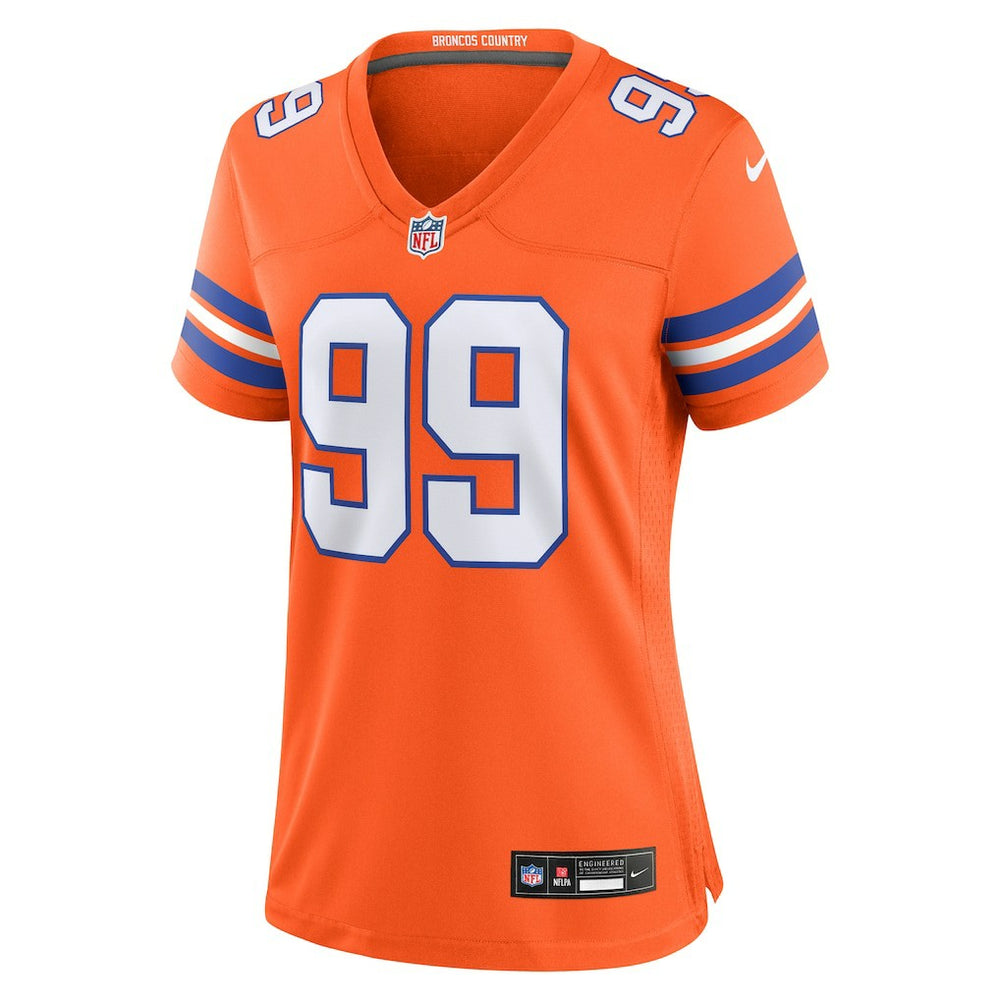 Zach Allen Denver Broncos Women's Mile High Collection 1977 Throwback Player Game Jersey - Orange - Nike