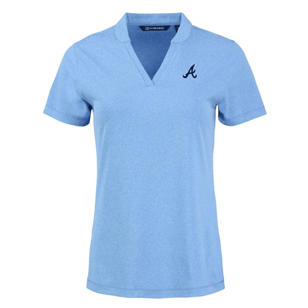 Atlanta Braves Cutter & Buck Women's Forge Stretch Blade DryTec V-Neck Polo Outlet
