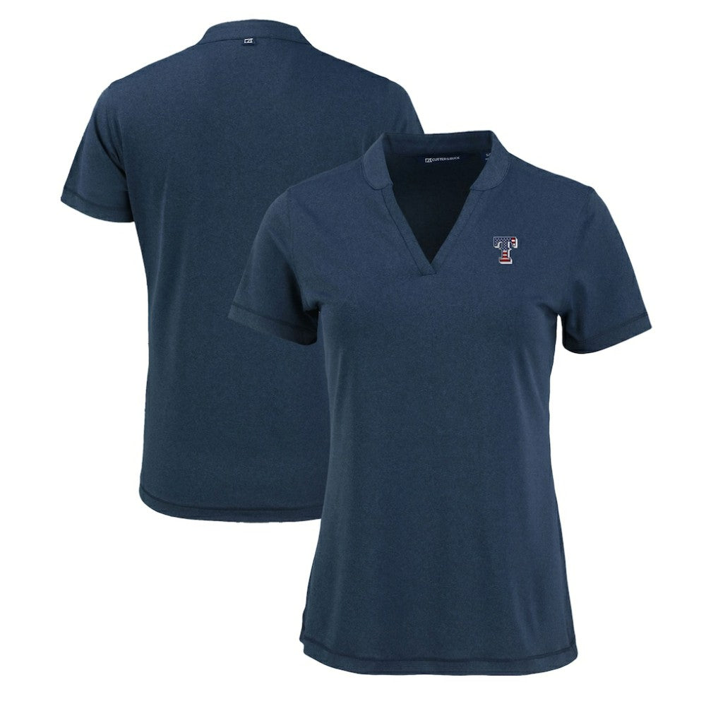 Texas Rangers Cutter & Buck Women's Forge Stretch Blade DryTec V-Neck Polo for sale