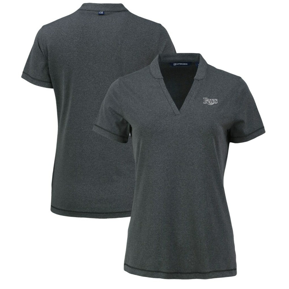 Tampa Bay Rays Cutter & Buck Women's Forge Stretch Blade DryTec V-Neck Polo Sale