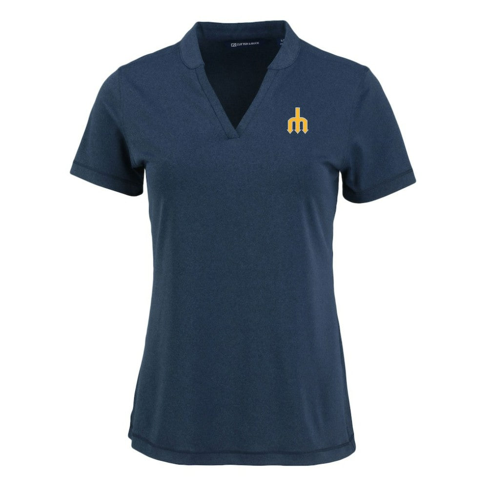 Seattle Mariners Cutter & Buck Women's Forge Stretch Blade DryTec V-Neck Polo Outlet