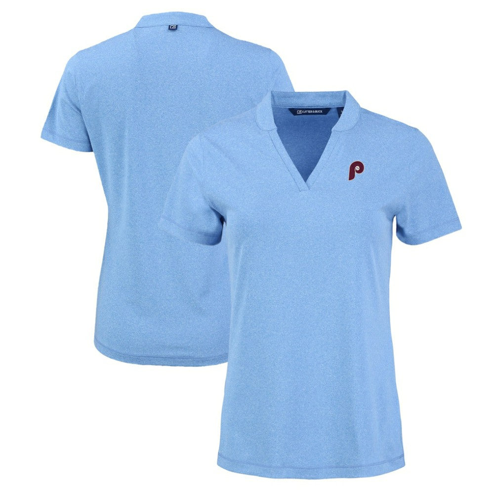 Philadelphia Phillies Cutter & Buck Women's Forge Stretch Blade DryTec V-Neck Polo Online