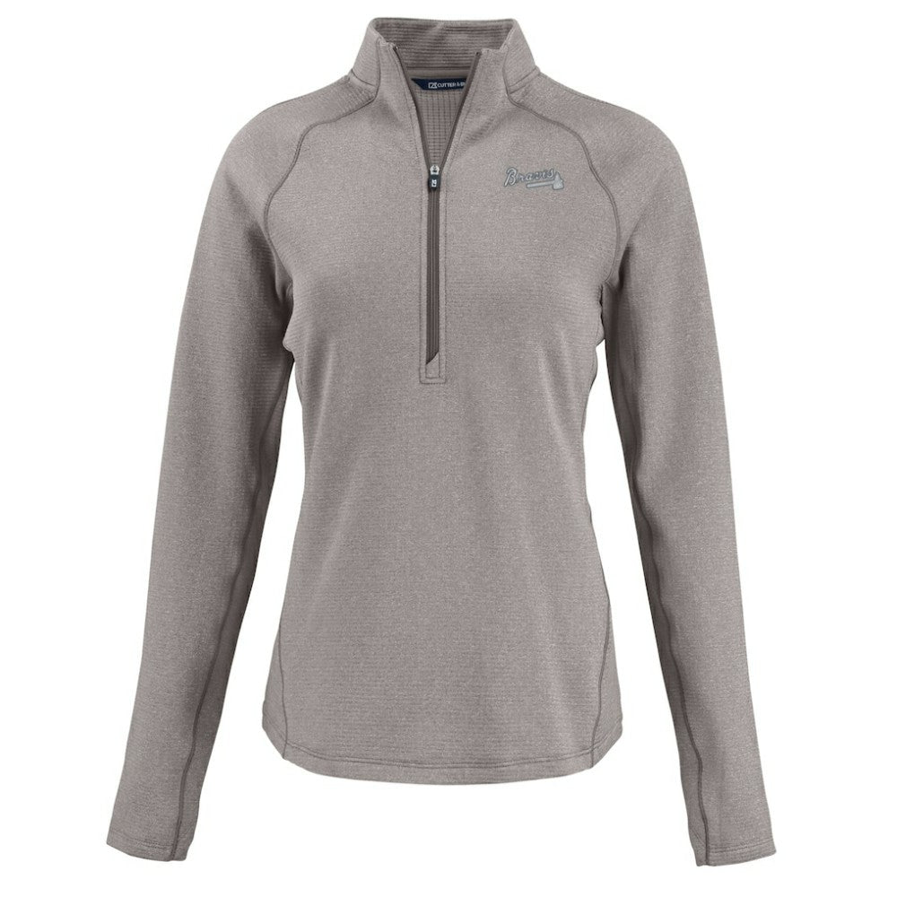 Atlanta Braves Cutter & Buck Women's Peshastin Eco Fleece Recycled Raglan Half-Zip Top for sale