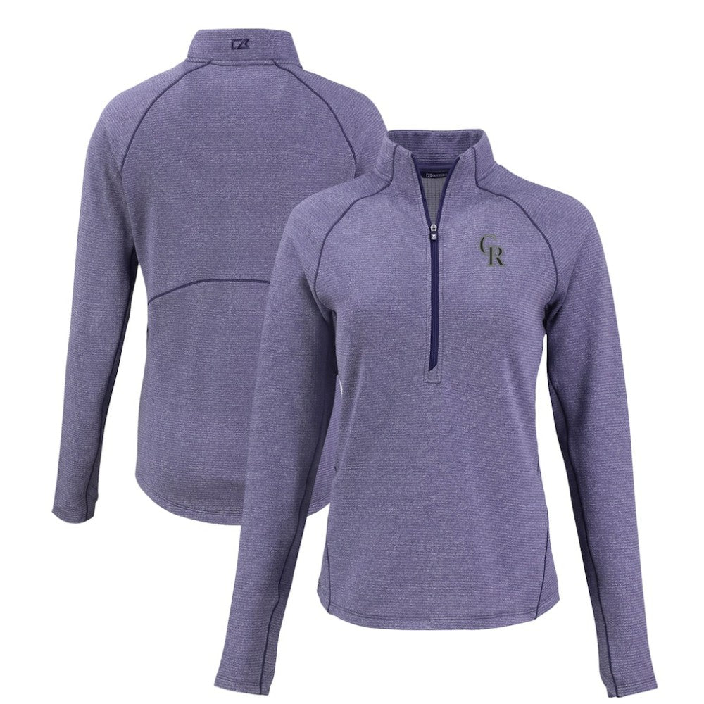 Colorado Rockies Cutter & Buck Women's Peshastin Eco Fleece Recycled Raglan Half-Zip Top Discount