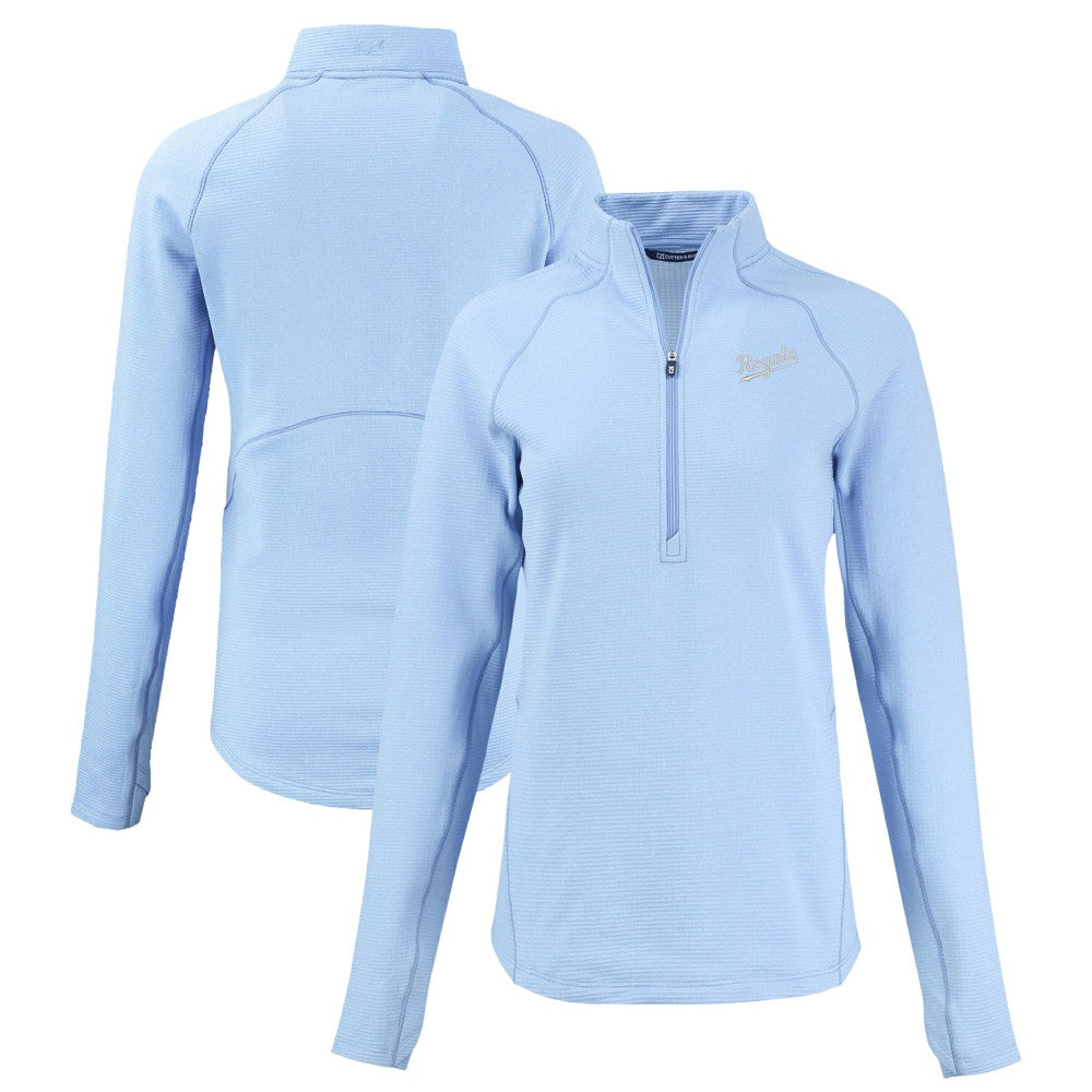 Kansas City Royals Cutter & Buck Women's Peshastin Eco Fleece Recycled Raglan Half-Zip Top Sale