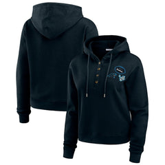 Carolina Panthers WEAR by Erin Andrews Women's Plus Size Waffle Hoodie Pullover Top - Black - NFL