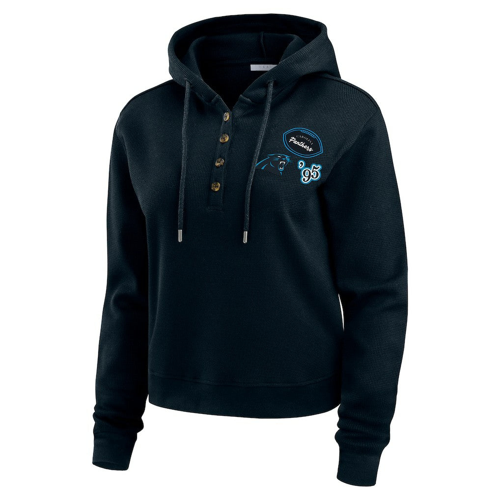 Carolina Panthers WEAR by Erin Andrews Women's Plus Size Waffle Hoodie Pullover Top - Black - NFL