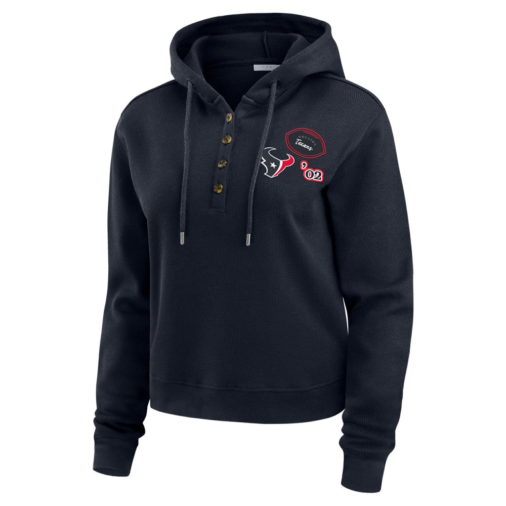 Houston Texans WEAR by Erin Andrews Women's Plus Size Waffle Hoodie Pullover Top - Navy - NFL
