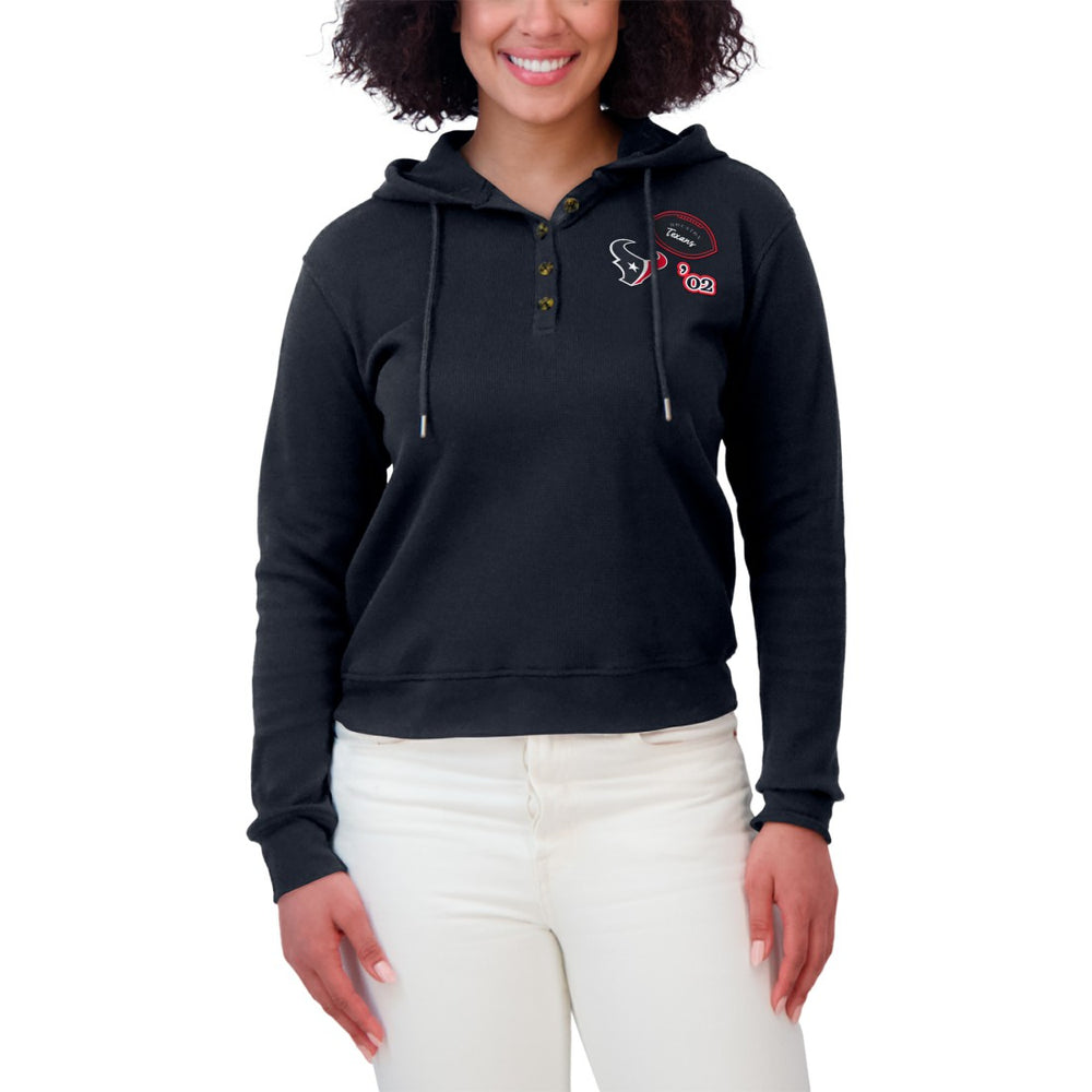 Houston Texans WEAR by Erin Andrews Women's Plus Size Waffle Hoodie Pullover Top - Navy - NFL