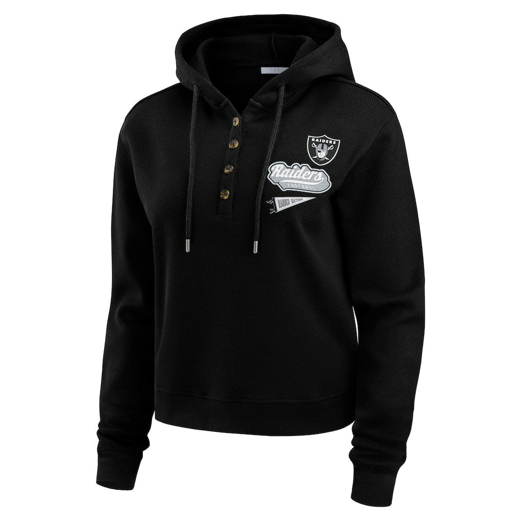 Las Vegas Raiders WEAR by Erin Andrews Women's Plus Size Waffle Hoodie Pullover Top - Black - NFL