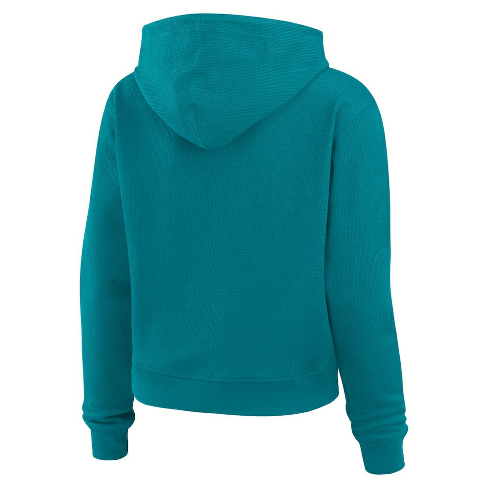 Miami Dolphins WEAR by Erin Andrews Women's Plus Size Waffle Hoodie Pullover Top - Aqua - NFL