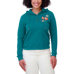 Miami Dolphins WEAR by Erin Andrews Women's Plus Size Waffle Hoodie Pullover Top - Aqua - NFL