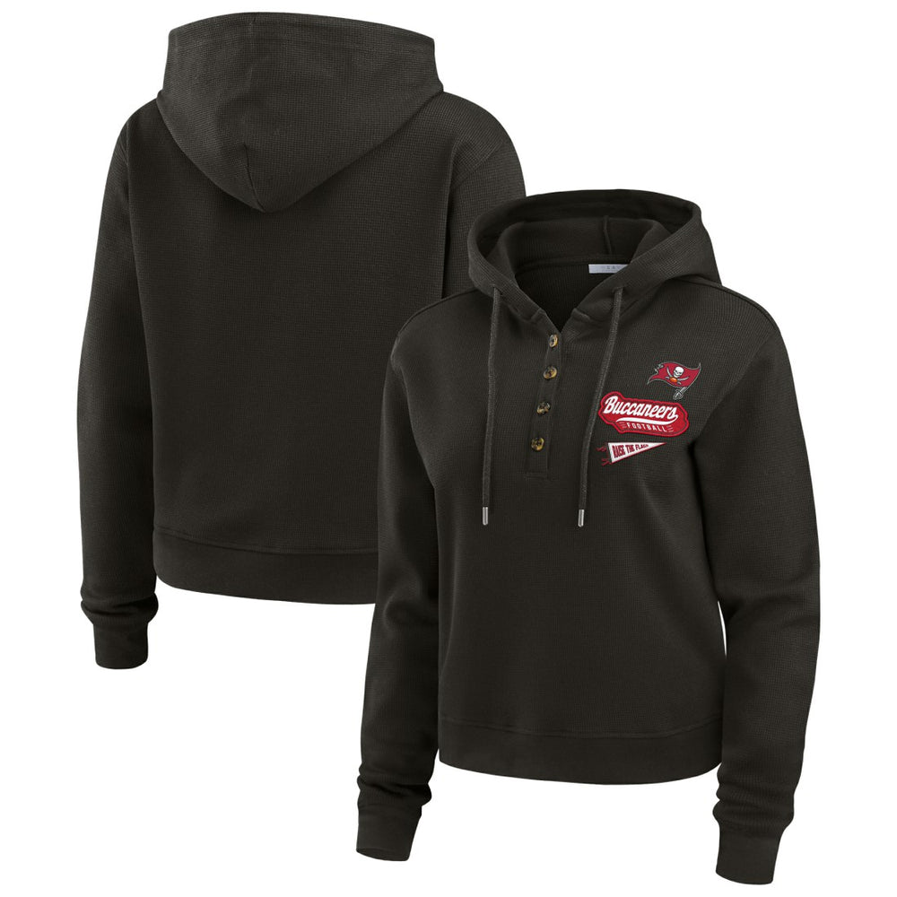 Tampa Bay Buccaneers WEAR by Erin Andrews Women's Plus Size Waffle Hoodie Pullover Top - Pewter - NFL