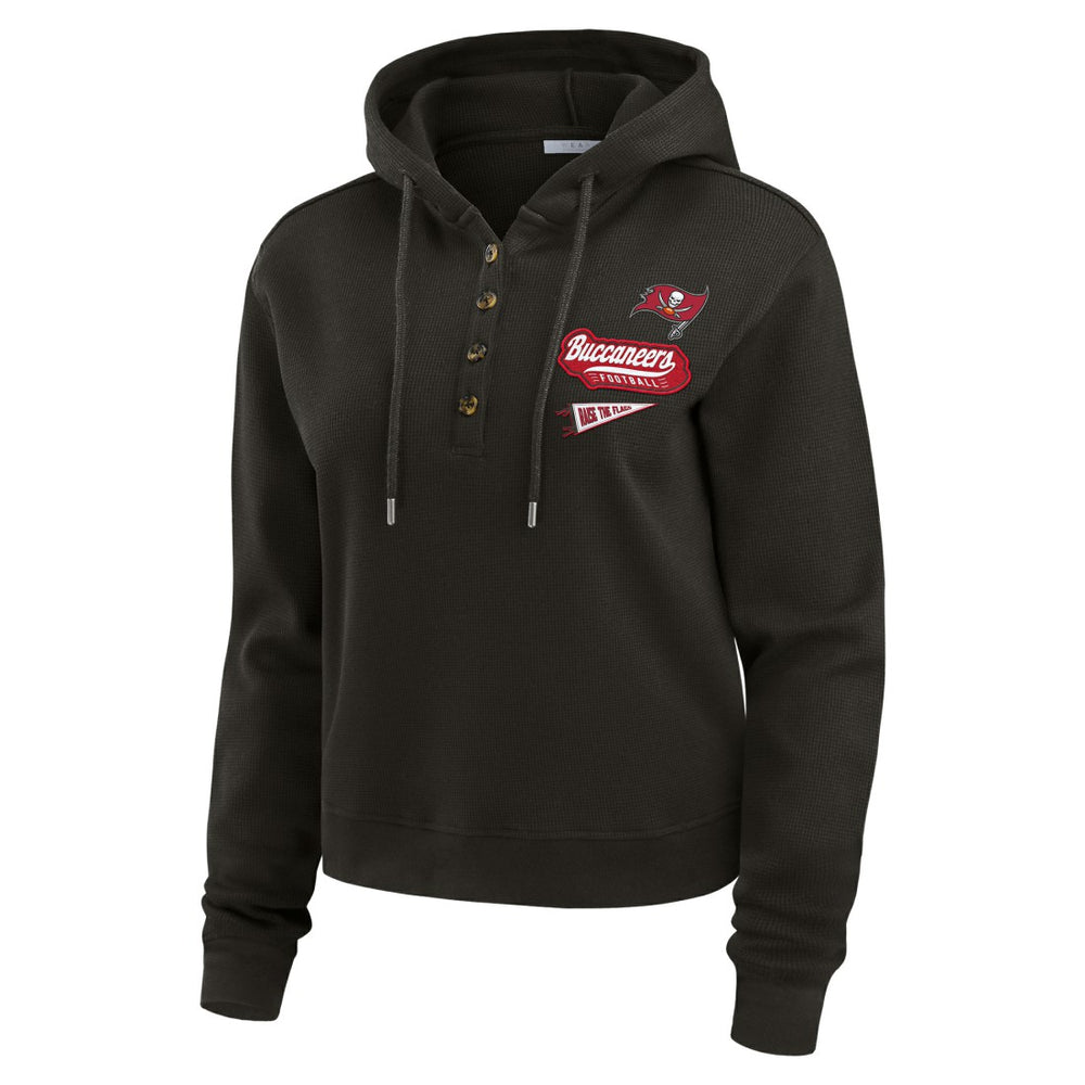 Tampa Bay Buccaneers WEAR by Erin Andrews Women's Plus Size Waffle Hoodie Pullover Top - Pewter - NFL