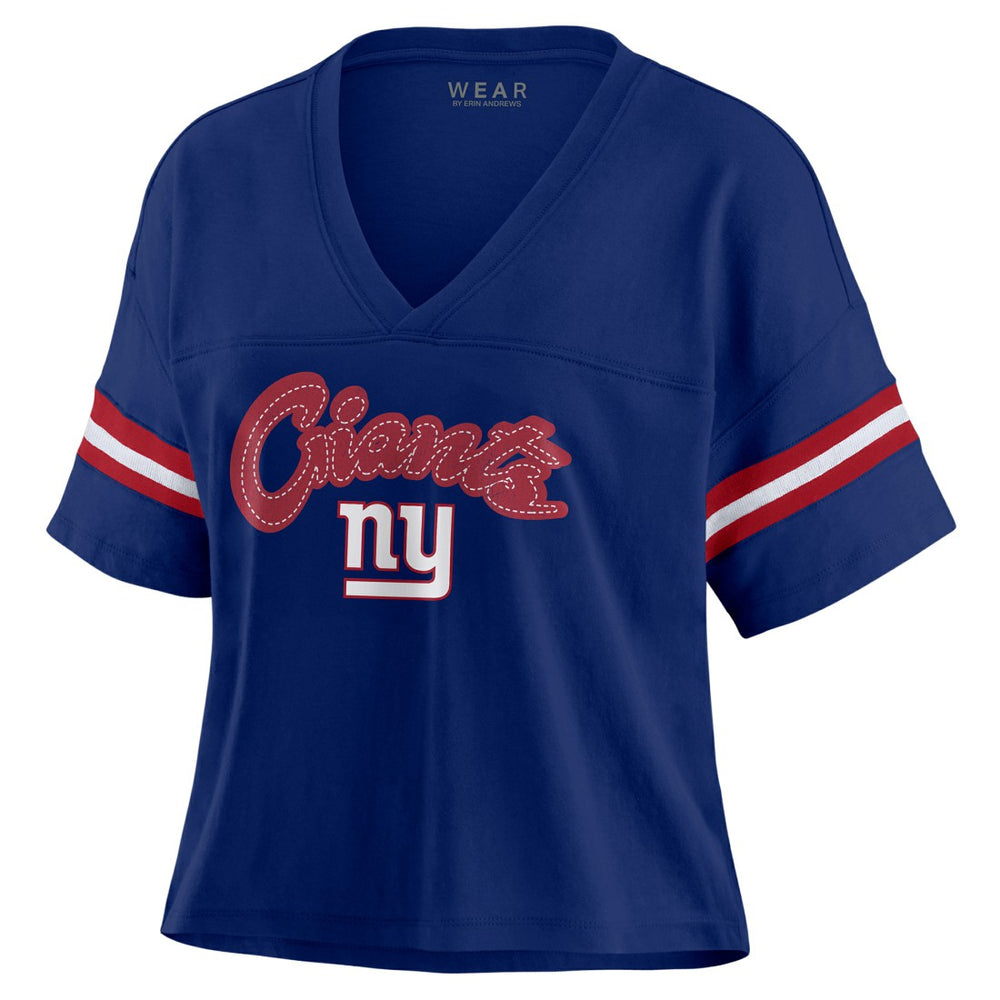 New York Giants WEAR by Erin Andrews Women's Plus Size Color Block Boxy T-Shirt - Royal/White - NFL