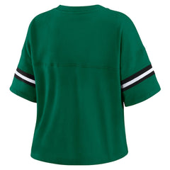 New York Jets WEAR by Erin Andrews Women's Plus Size Color Block Boxy T-Shirt - Green/White - NFL