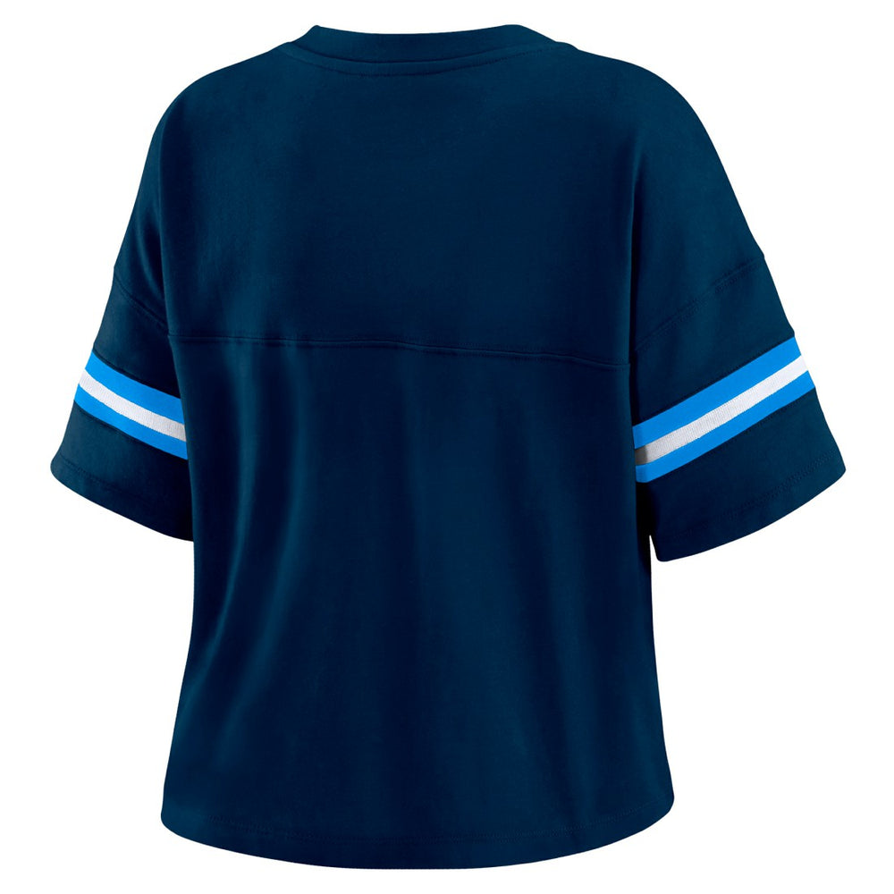 Tennessee Titans WEAR by Erin Andrews Women's Plus Size Color Block Boxy T-Shirt - Navy/White - NFL