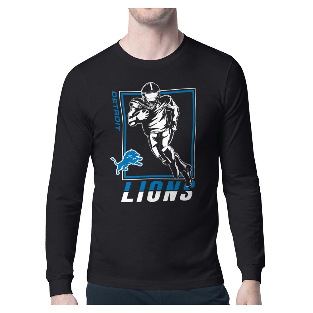 Detroit Lions Starter Player Grid Graphic Long Sleeve T-Shirt - Black - NFL