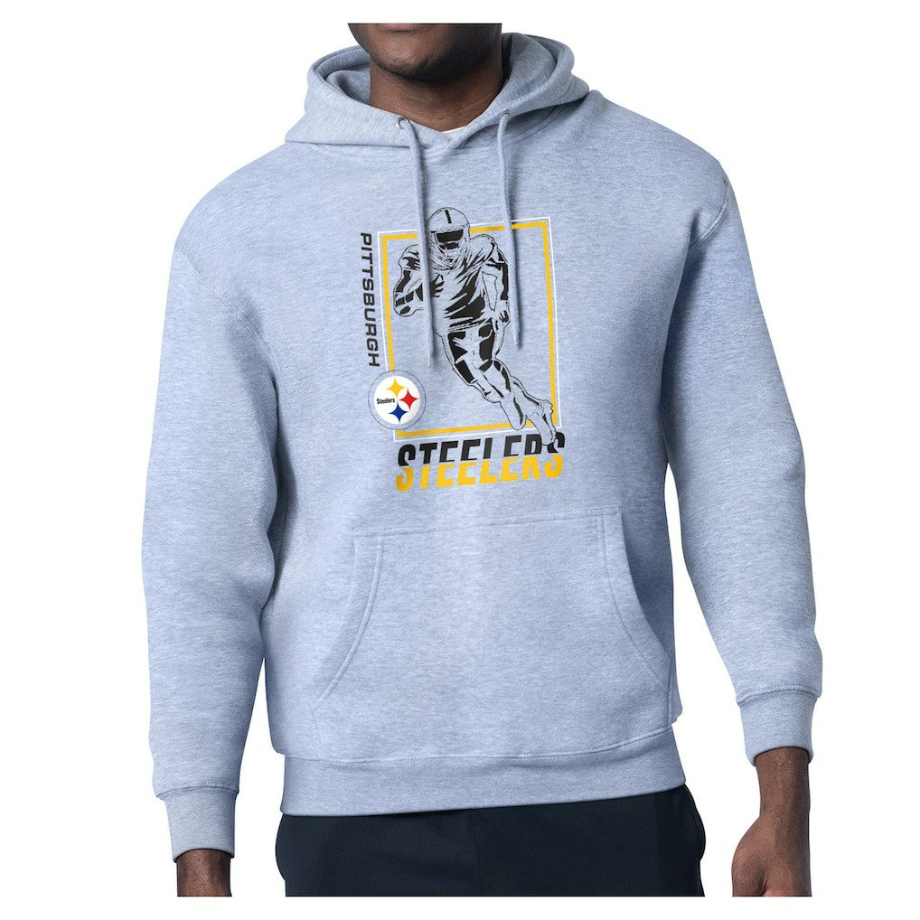 Pittsburgh Steelers Starter Player Grid Pullover Hoodie - Heather Gray - NFL