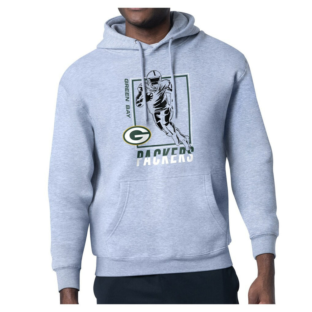 Green Bay Packers Starter Player Grid Pullover Hoodie - Heather Gray - NFL