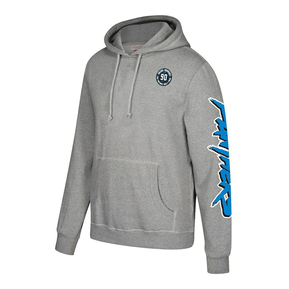 Julius Peppers Carolina Panthers Name & Number Pullover Hoodie – Heather Gray - Mitchell & Ness