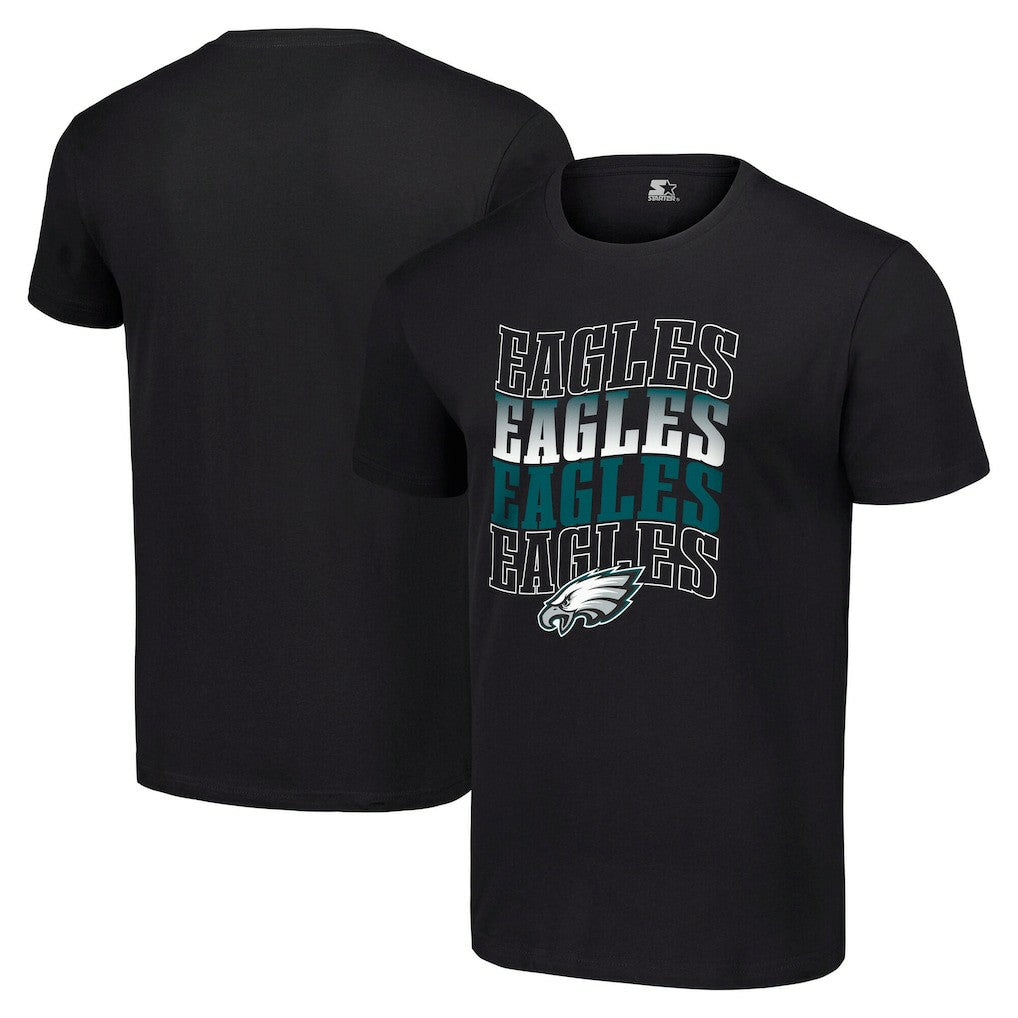 Philadelphia Eagles Starter Four Team Name Logo T-Shirt - Black - NFL