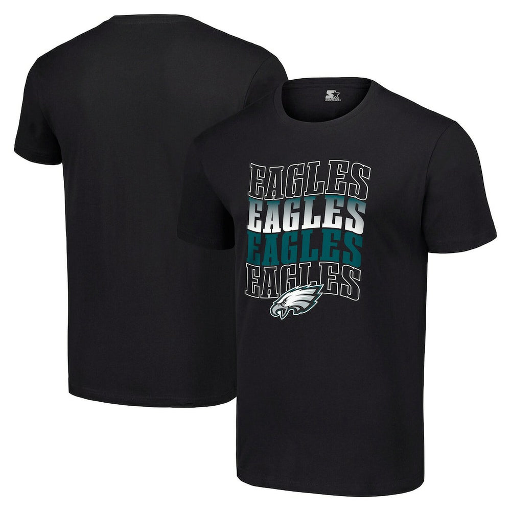 Philadelphia Eagles Starter Four Team Name Logo T-Shirt - Black - NFL